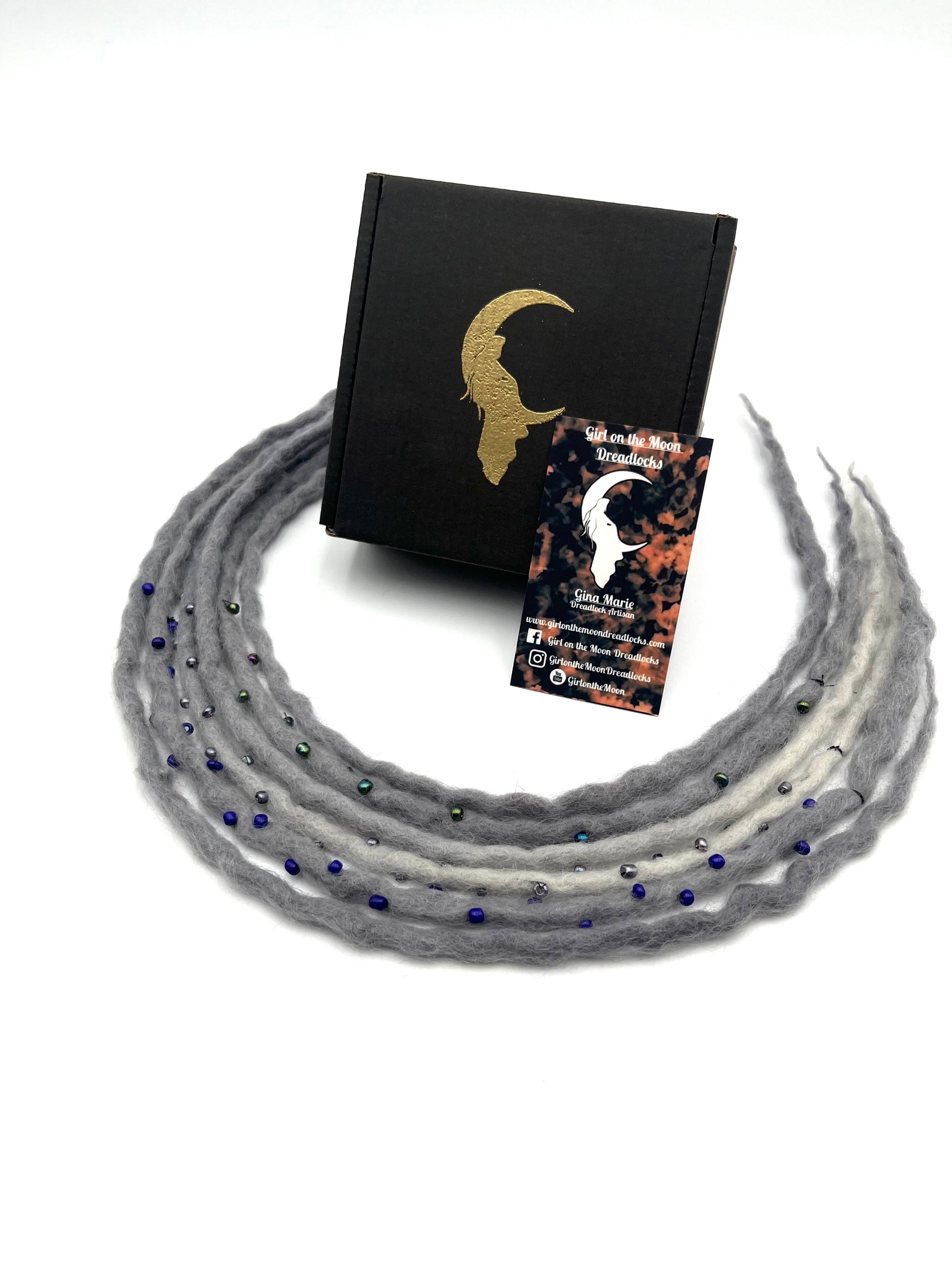 Bubble Locs ~ Gray to Blue - Girl On The Moon Dreadlocks