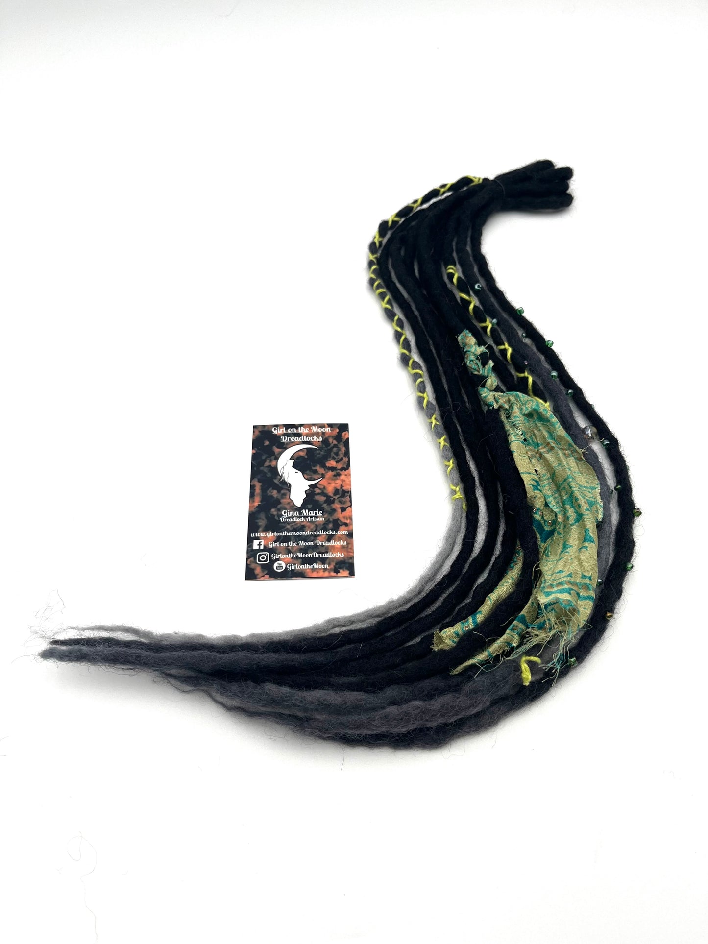 Mini Accent Set ~ Black to Green - Girl On The Moon Dreadlocks