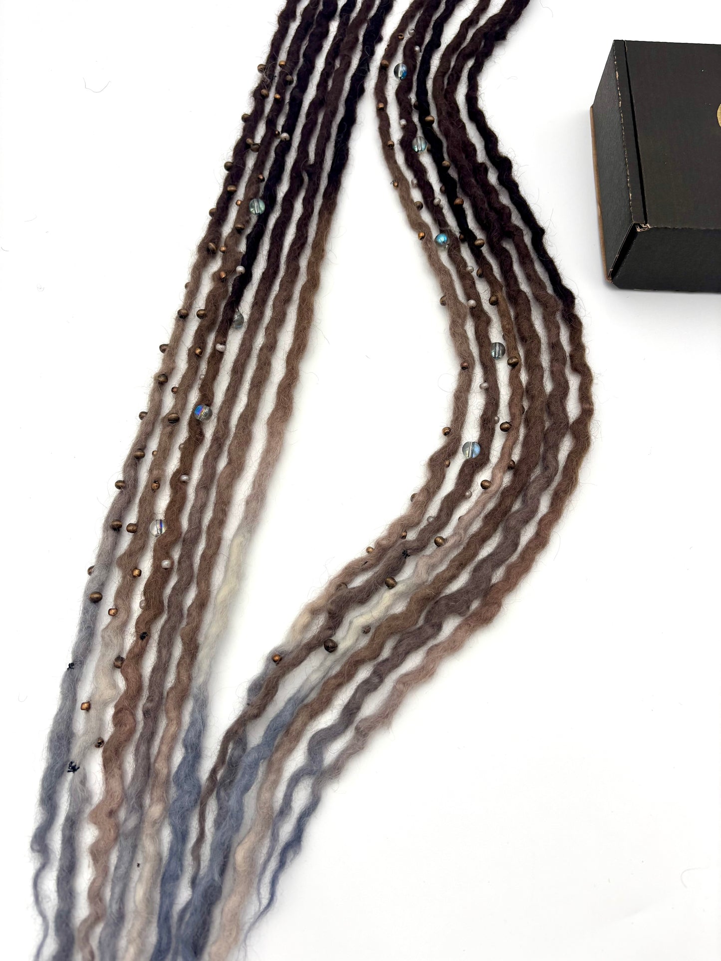 Dark Brown to White/Gray Bubble Locs