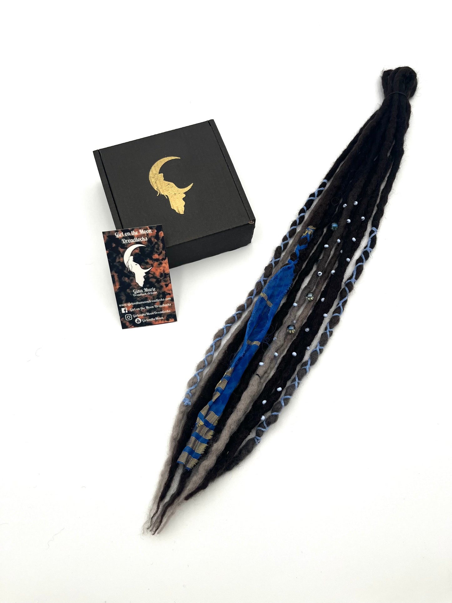 Mini Accent Set ~ Dark Brown to Blue/ Lavender - Girl On The Moon Dreadlocks