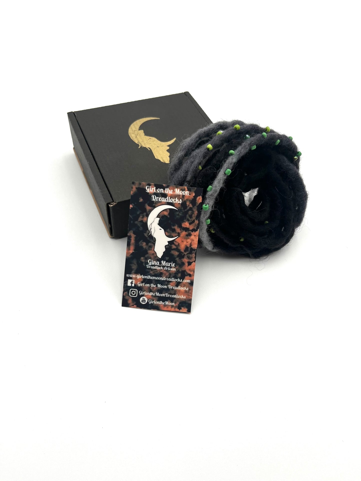 Bubble Locs ~ Black to Green - Girl On The Moon Dreadlocks