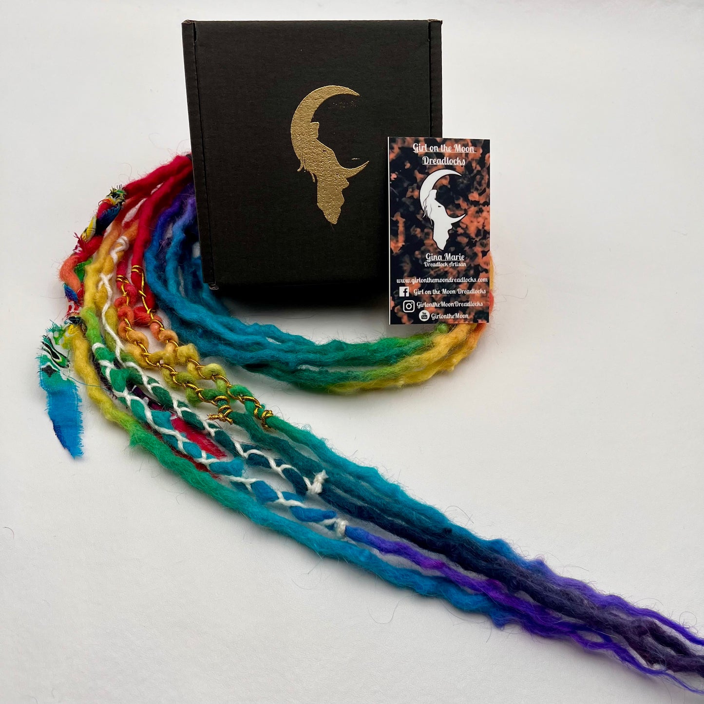 Mini Accent - Vibrant Rainbow (with Purple Ends) - Girl On The Moon Dreadlocks