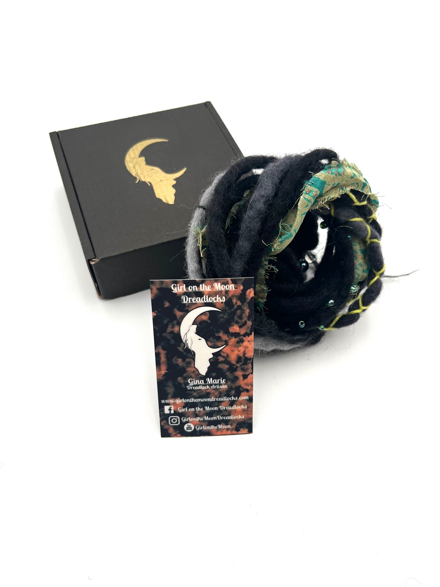 Mini Accent Set ~ Black to Green - Girl On The Moon Dreadlocks