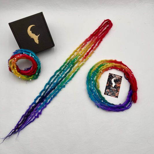 Bubble Locs ~ Vibrant Rainbow (With Purple Ends) - Girl On The Moon Dreadlocks
