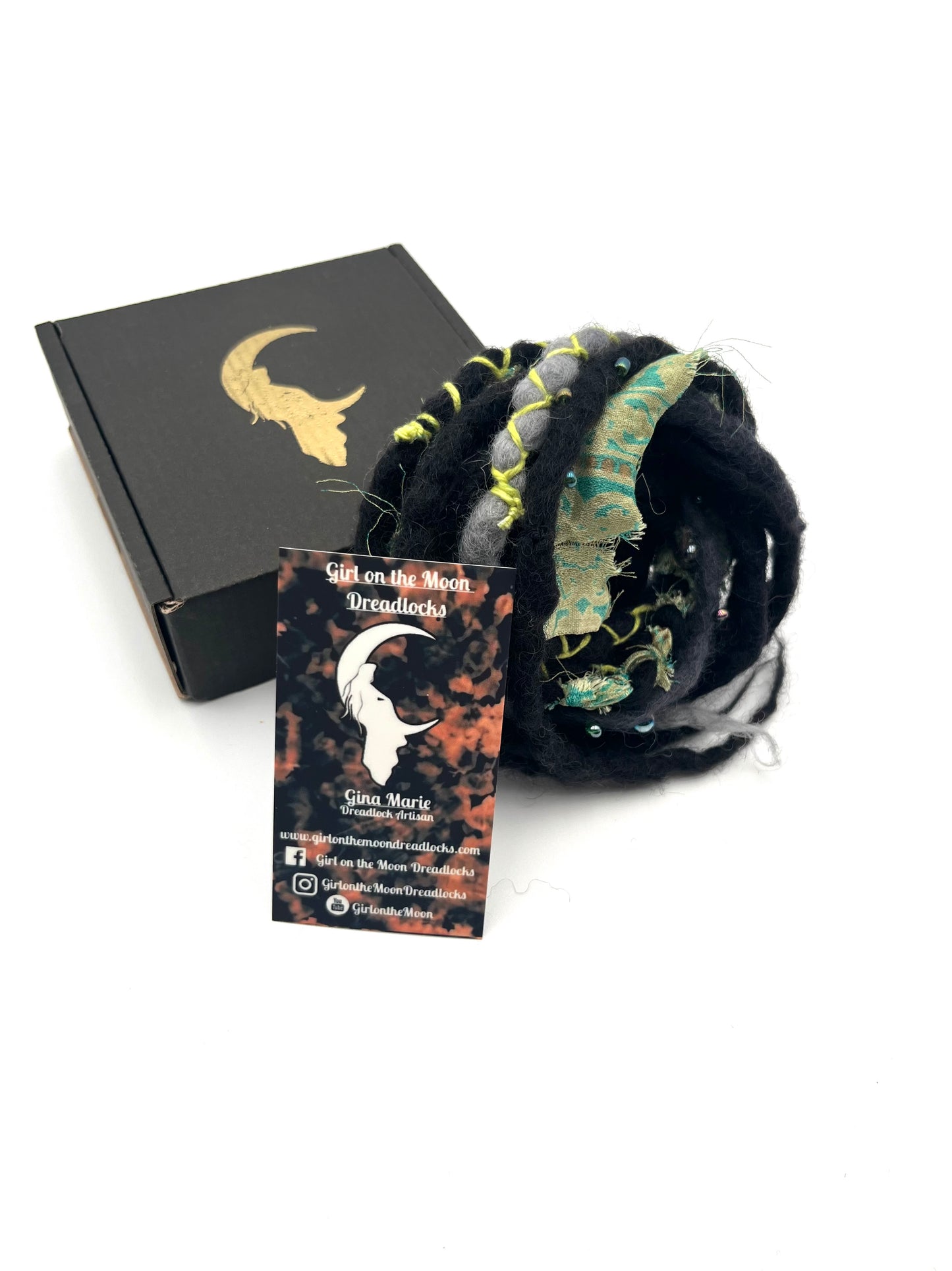 Mini Accent Set ~ Black to Green - Girl On The Moon Dreadlocks