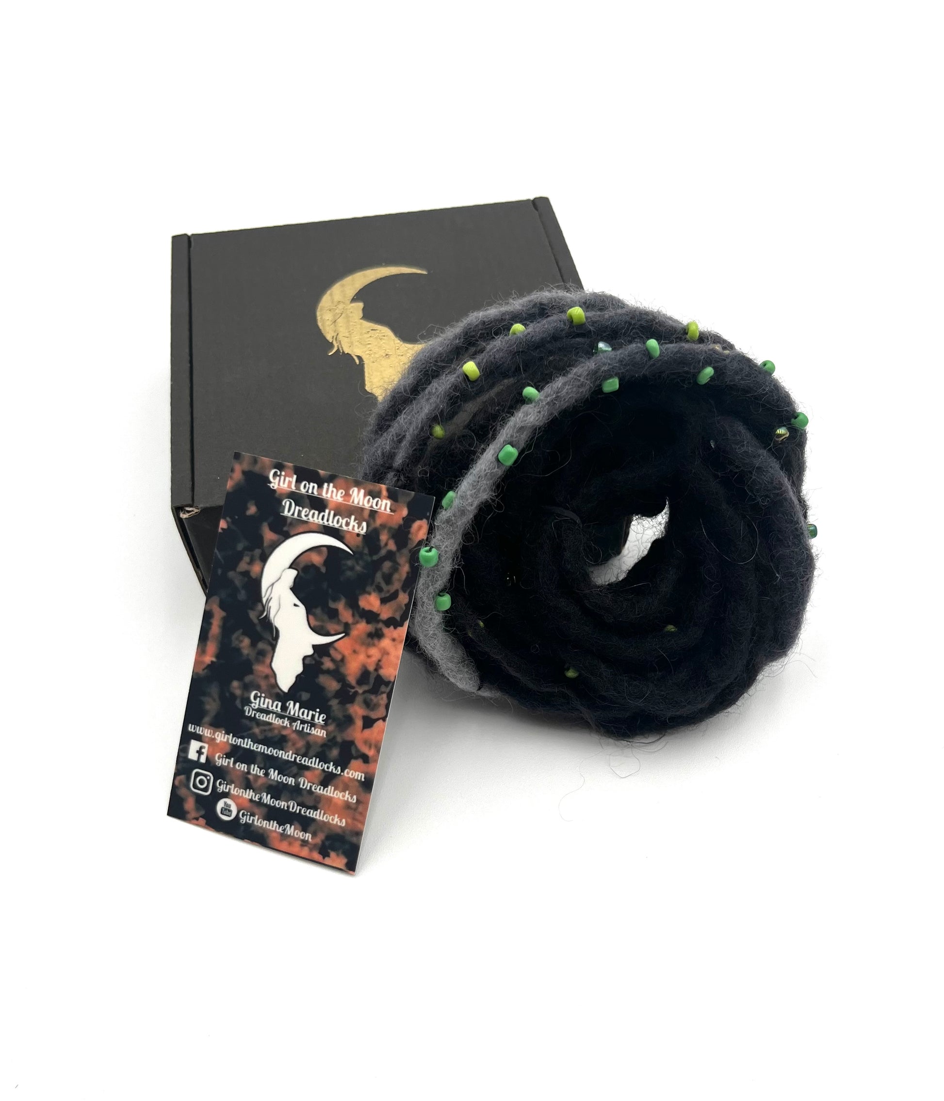 Bubble Locs ~ Black to Green - Girl On The Moon Dreadlocks