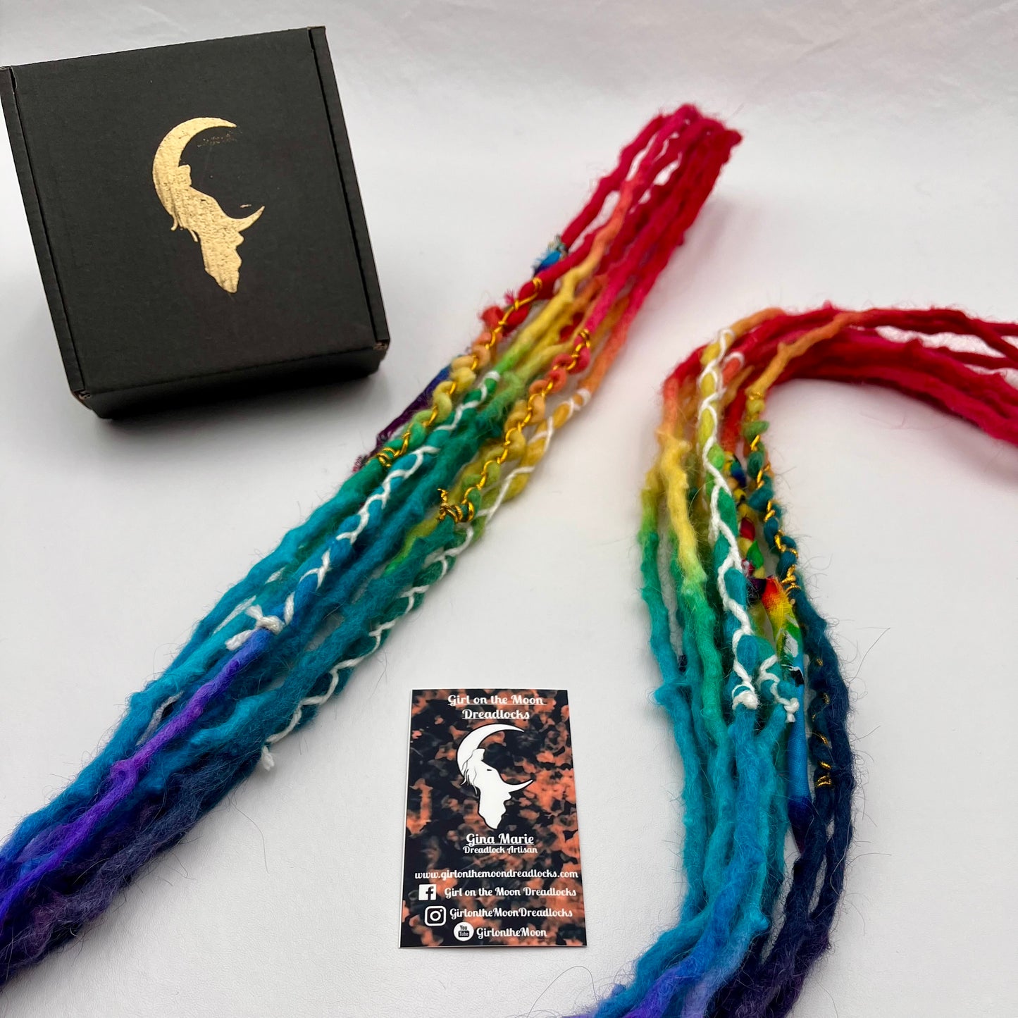 Mini Accent - Vibrant Rainbow (with Purple Ends) - Girl On The Moon Dreadlocks