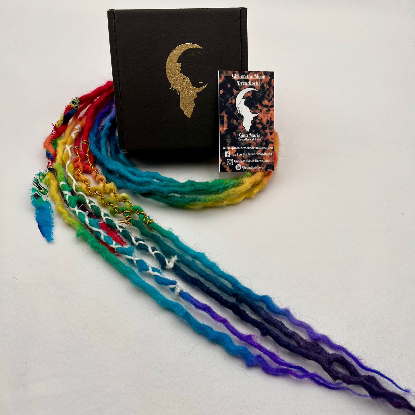 Mini Accent - Vibrant Rainbow (with Purple Ends) - Girl On The Moon Dreadlocks