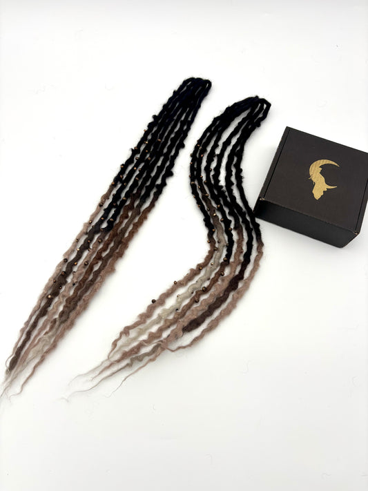 Black to Brown/White Bubble Locs