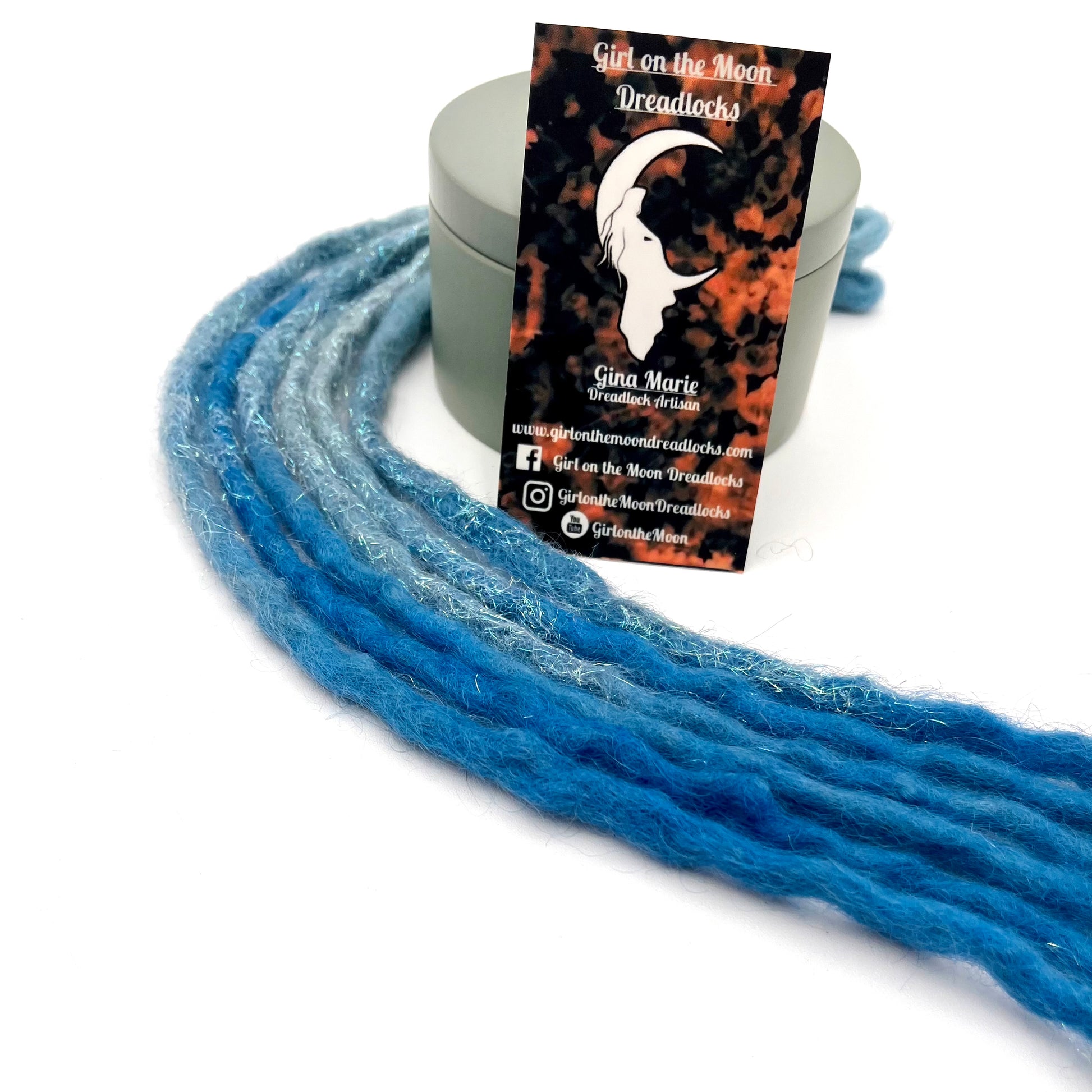 MYTHICAL ~ Sparkle Locs (Pastel Blue to Medium Blue) - Girl On The Moon Dreadlocks