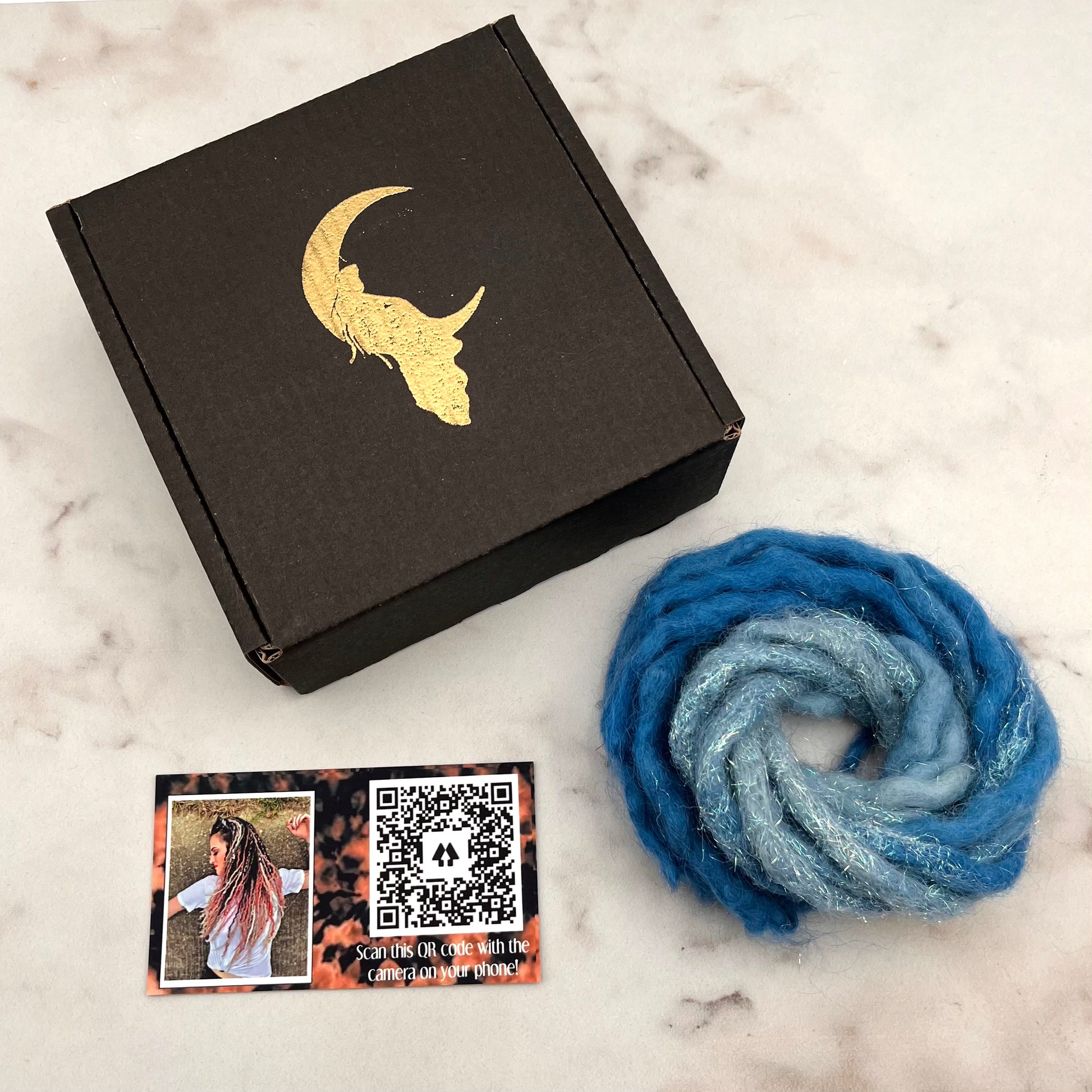 MYTHICAL ~ Sparkle Locs (Pastel Blue to Medium Blue) - Girl On The Moon Dreadlocks