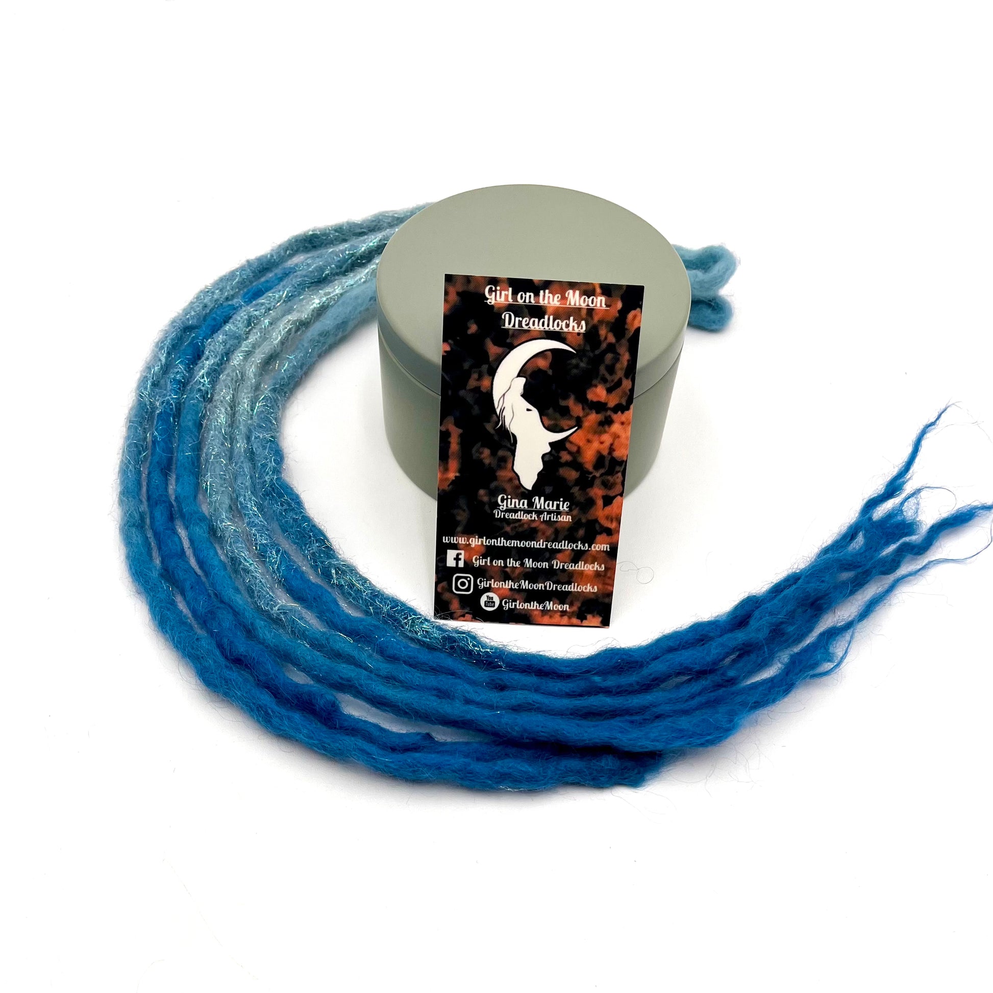 MYTHICAL ~ Sparkle Locs (Pastel Blue to Medium Blue) - Girl On The Moon Dreadlocks